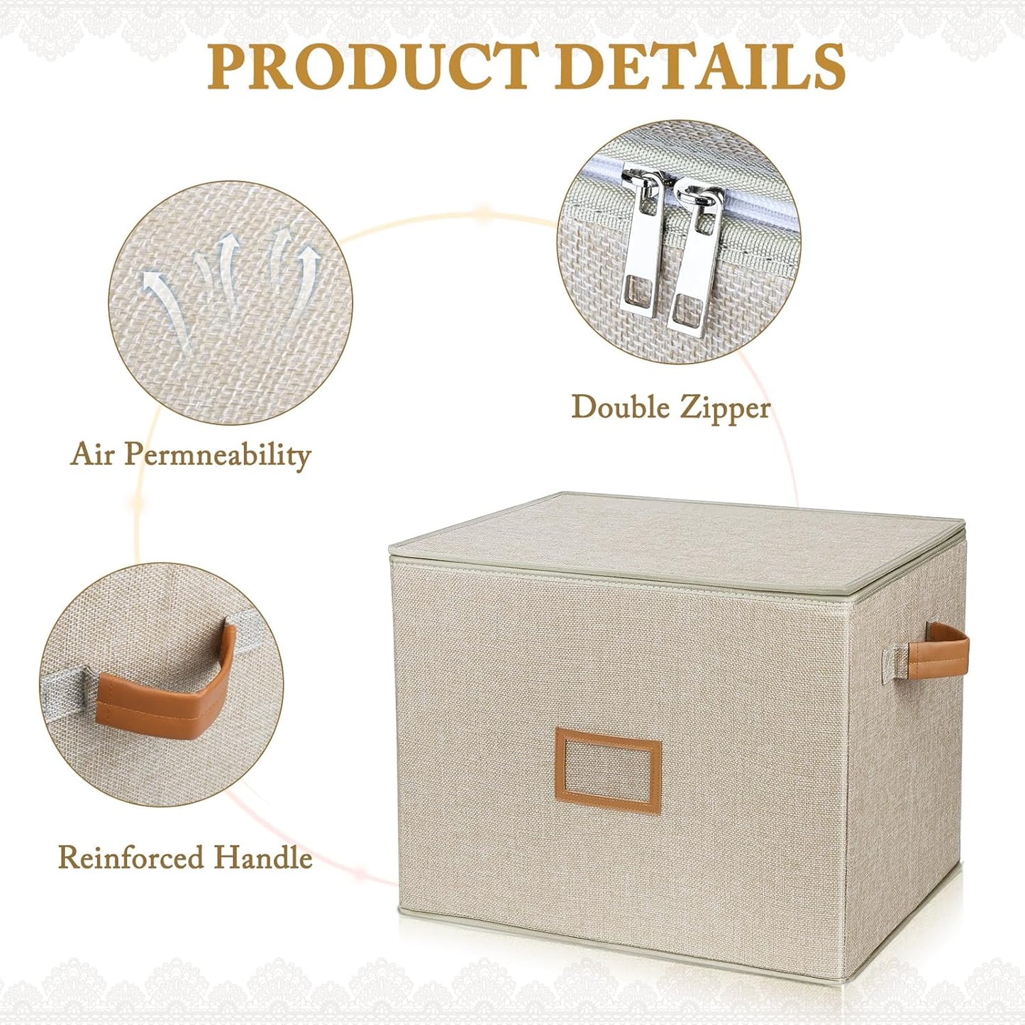 Lukeline Wedding Dress Storage Box,Wedding Dress Preservation Box with Lid,Foldable Acid-Free Organizer with 1 Pair of Microfiber Gloves and 20 Sheets of Acid-Free Paper, 2-Pack