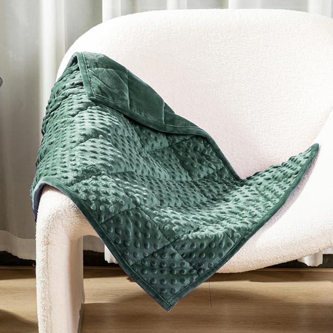 Alomidds Weighted Blanket 7lbs for Adults, Cozy Luxury Breathable Weighted Lap Blanket, Small Weighted Blanket for Travel, Relaxation, Sleeping, Calming, Green, 29" x 24"