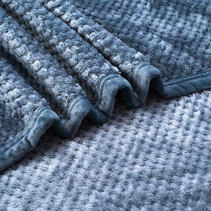 Fuzzy Blanket or Fluffy Blanket for Baby, Soft Warm Cozy Coral Fleece Toddler, Infant or Newborn Receiving Blanket for Crib, Stroller, Travel, Decorative, 30”×40”, Flint Gray+Smoked Blue