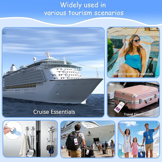 Antfuny Towel Band for Beach Pool Lounge Chair Carnival Cruise Ship 2025 Packing List Essentials Card Lanyard Magnetic Hooks Vacation Must Haves Beach Towel Women Gift