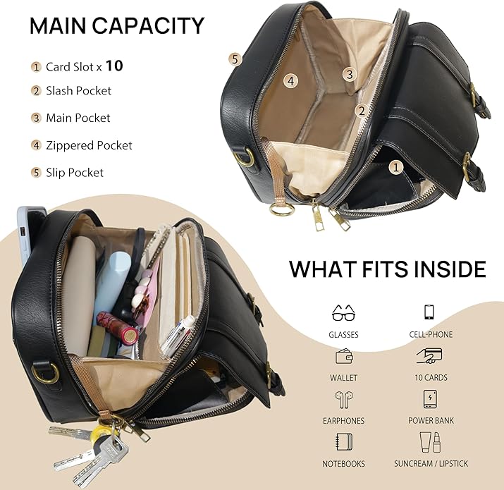 Women‘s Anti Theft RFID Blocking Small Vegan Leather Crossbody Bag Travel Purse With Built In Wallet Messenger Bag