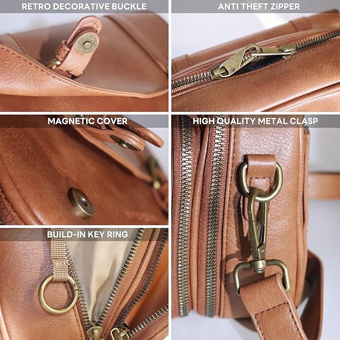 Women‘s Anti Theft RFID Blocking Small Vegan Leather Crossbody Bag Travel Purse With Built In Wallet Messenger Bag