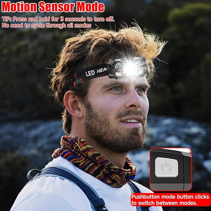 Headlamp Rechargeable 30Pack, 3000 Lumen Ultra-Light Bright Headlamp Flashlight with White Red Light, LED Headlight, 5+5 Mode for Outdoor Camping Fishing Running Hiking (30)