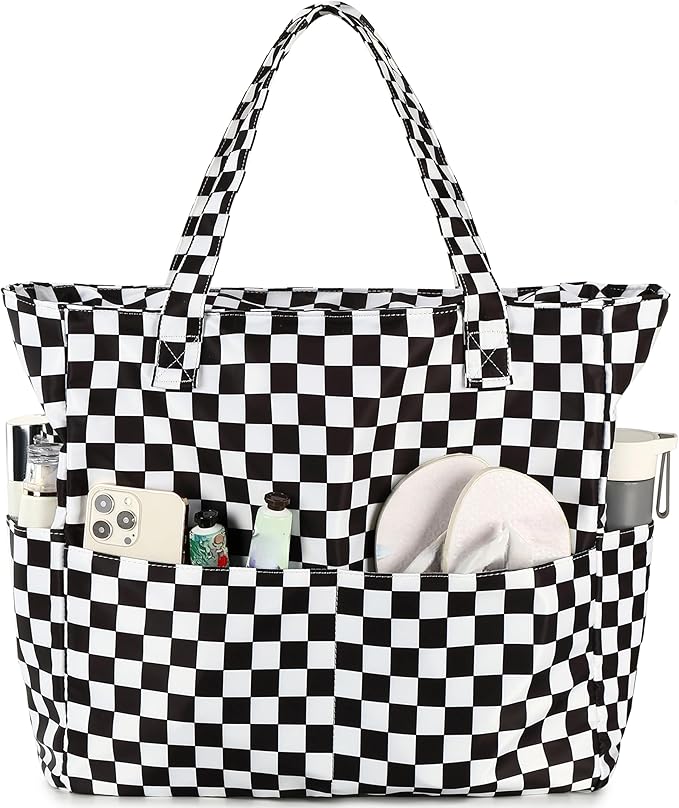 LEDAOU Large Beach Bag Women Waterproof Sandproof Zipper Beach Tote Pool Bag for Swim Gym Grocery Travel with Wet Pocket | Waterproof, Sandproof, Zipper, Pool, Gym, Grocery