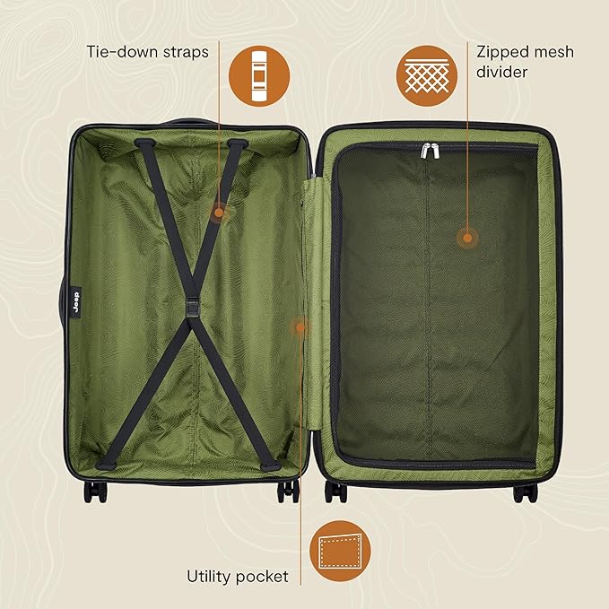 Jeep JH004C Hardside Expandable Luggage with Spinner Wheels, Beige, Checked-Large 28 Inch