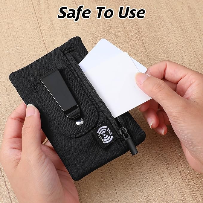 Money Clip, RFID Belt Wallet Travel Wallet Blocking Clip Pocket for Cards Pickpocket Hidden Clips Stash Credit Card Holder Compact Thin Anti-Theft for Traveling(Black)