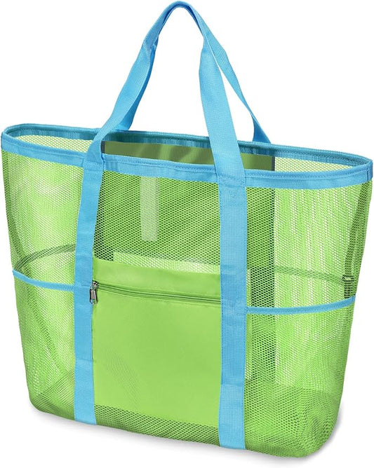 F-color Mesh Beach Bag Family - Large Tote Bag for Cruise Pool Toys Beach Vacation Essentials