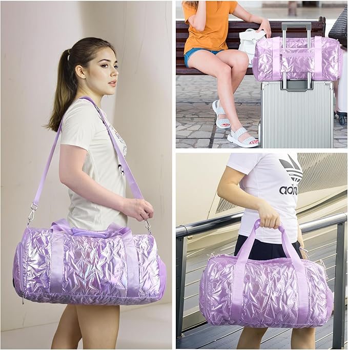 Forestfish Dance Bag For Girls, Small Gym Bag With Shoes Compartment Weekender Overnight Bag For Travel Lightweight Waterproof
