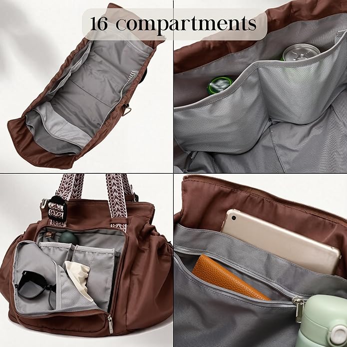 Everyday Bag Tote for Women, Spacious Diaper Bag with 16 Pockets, Durable Travel Bag, Sleek Work Shoulder Bag | 16 Pockets Org, Lay-Flat Design, 3-in-1 Versatility, Work & Travel Tote, Water-Resistant, Lightweight