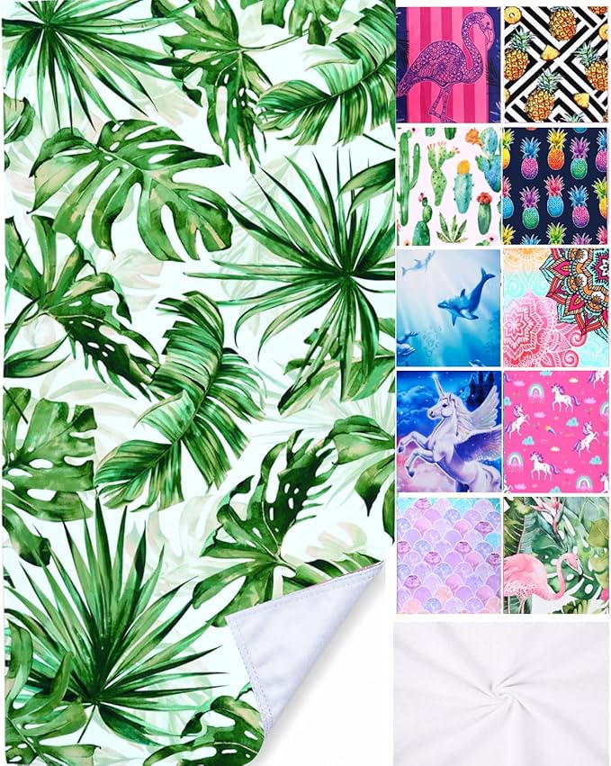 LIVILAN Green Tropical Beach Towel, 30" x 60" Oversized, Microfiber, Thin, Lightweight for Pool, Swim, Bath, Palm Tree Design, Quick Dry, Sand Proof, Ideal Tropical Gifts for Women, Girls