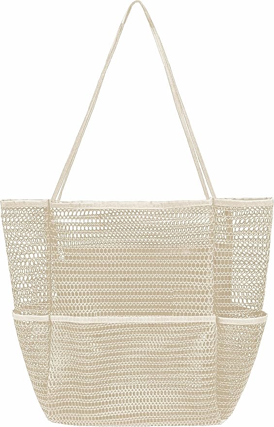Mesh Beach Tote Bags for Women Sandproof Large Shoulder Pool Swimming Bag Summer Vacation Essentials Inner Pocket
