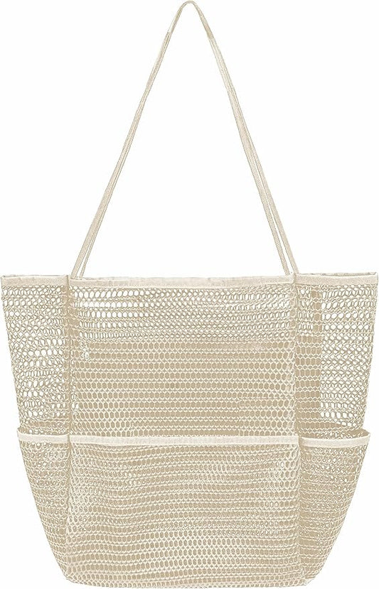 Mesh Beach Tote Bags for Women Sandproof Large Shoulder Pool Swimming Bag Summer Vacation Essentials Inner Pocket