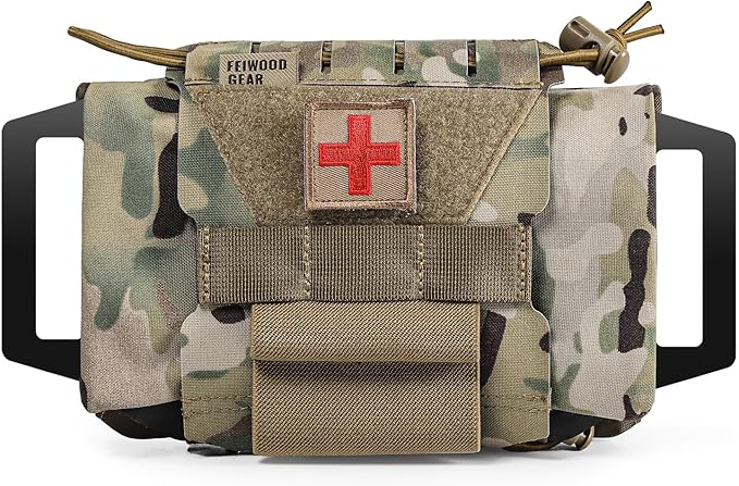 Tactical IFAK Pouch, Rapid Tear-Away First Aid Kit Two-Piece System Medical Pouches Emergency Survival Bag for Outdoor Travel Hiking