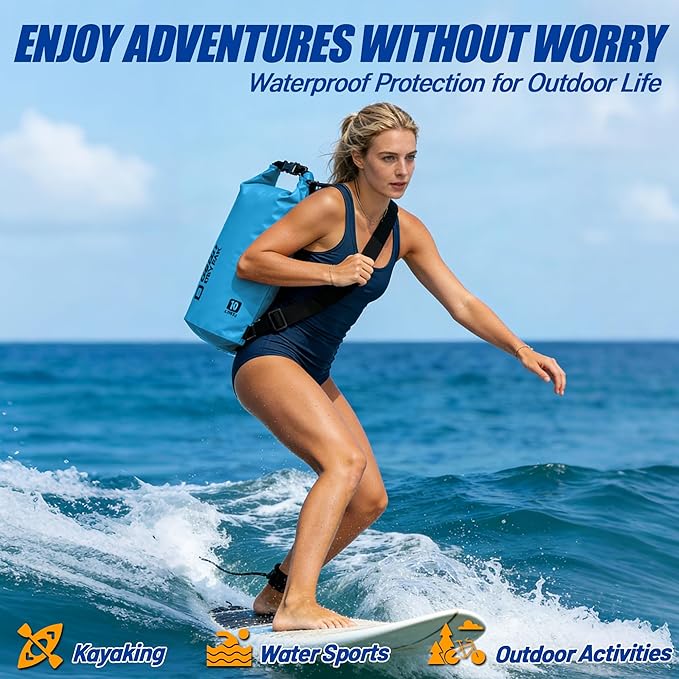 Waterproof Dry Bag, 5L/10L/20L/30L/40L Roll Top Lightweight Storage Backpack with Phone Case for Women & Men, Floating Waterproof Sack for Travel, Swimming, Kayaking, Paddle Board, Camping & Beach