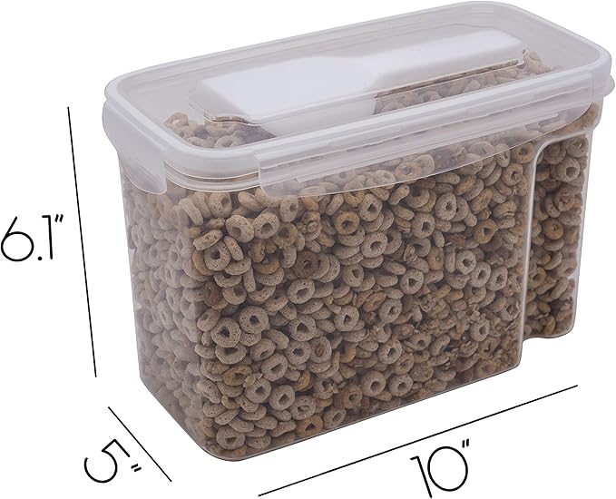 Kitchen Details 2 Pack Cereal Container with Scooper | Medium | Airtight | Food Tin | Keeps Fresh | Kitchen & Pantry Storage Organizers | Clear
