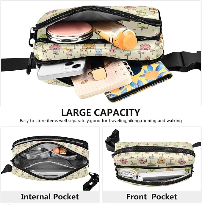 Kawaii Bubble Tea Fanny Pack for Women Men Water Resistant Fashion Waist Packs with Adjustable Strap Belt Bag for Travel Workout Jogging Hiking 21219021