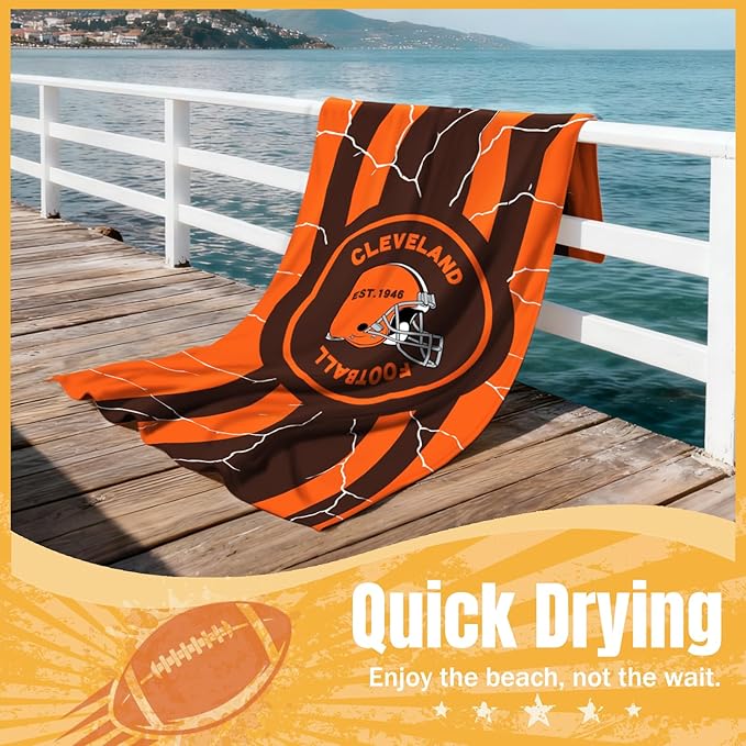 2 Pack Football Fan Thin Lightweight Microfiber Beach Towel Themed Big Sand Free Oversized Browns Team Men Women Gear Father Dad Birthday Gifts Ideal from Daughter Son Who Want Nothing Everything