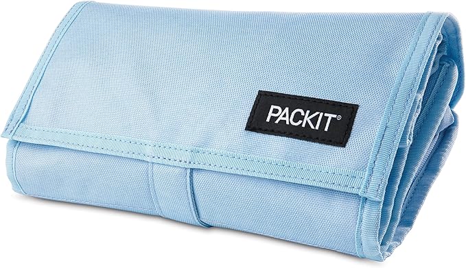 PackIt Freezable Lunch Bag, Sky Blue, Built with EcoFreeze Technology, Foldable, Reusable, Zip and Fold Closure with Buckle Handle, Designed for Work Lunches and Fresh Lunch On the Go