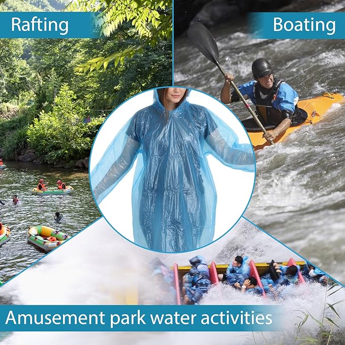 10 Pack Clear Rain Ponchos for Adults Disposable Clear Extra Long Emergency Poncho with Hood Ponchos Unisex Waterproof Raincoat for Outdoor Activities, Camping, Concerts Essentials, Random Colors