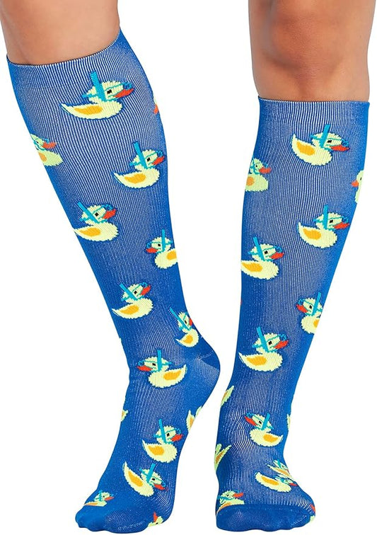 Cherokee Women's 10-15mmHg Compression Socks – Fun Print Knee Highs with Light Support, Soft Feel - PRINTSUPPORT