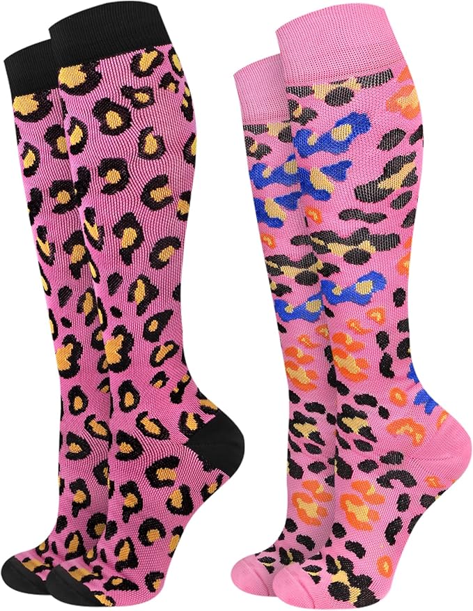 2Packs Compression Socks for Women - 15-20 mmHg Graduated Circulation Support for Nurses, Athletes and Travel