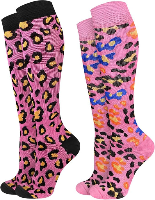 2Packs Compression Socks for Women - 15-20 mmHg Graduated Circulation Support for Nurses, Athletes and Travel