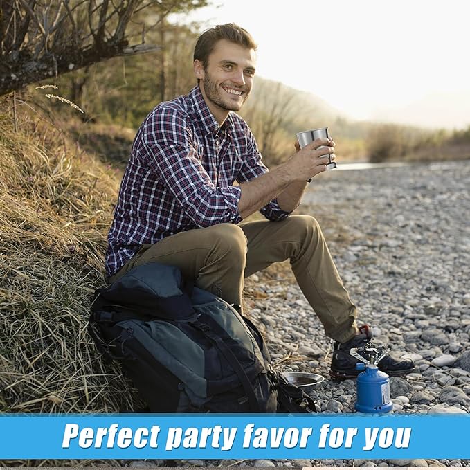 Tessco for you 6 Pieces Collapsible Shot Glasses Stainless Steel Collapsible Cup Reusable Portable Travel Folding Cup with Lid and Keychain for Camping Hiking Cycling(15 oz)