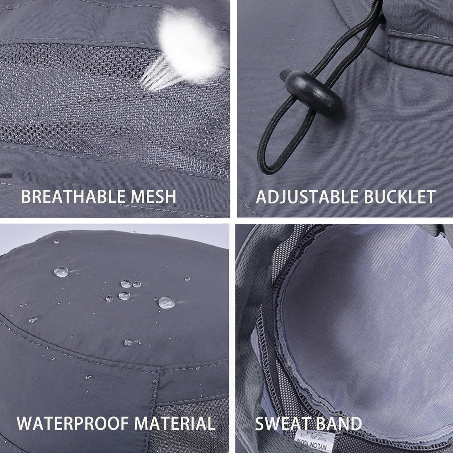 Sun Hat for Men/Women, UPF 50+ Fishing Hat,Waterproof Wide Brim Bucket Hat Foldable Boonie Hat for Hiking Garden Safari Beach