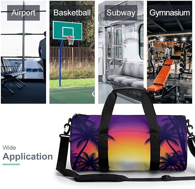 Durable Travel Gym Sports Bag Hawaiian Palm Tree Ocean Theme (2) Workout Lightweight Foldable Overnight Bag Training Workout Bags