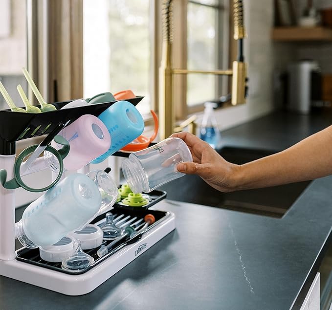Dr. Brown's Drying Tower,Stand-Up Drying Rack,Countertop Baby Bottle-Drying with Organized Storage for Baby Essentials,Space Saving Vertical Rack,(Pack of 12)
