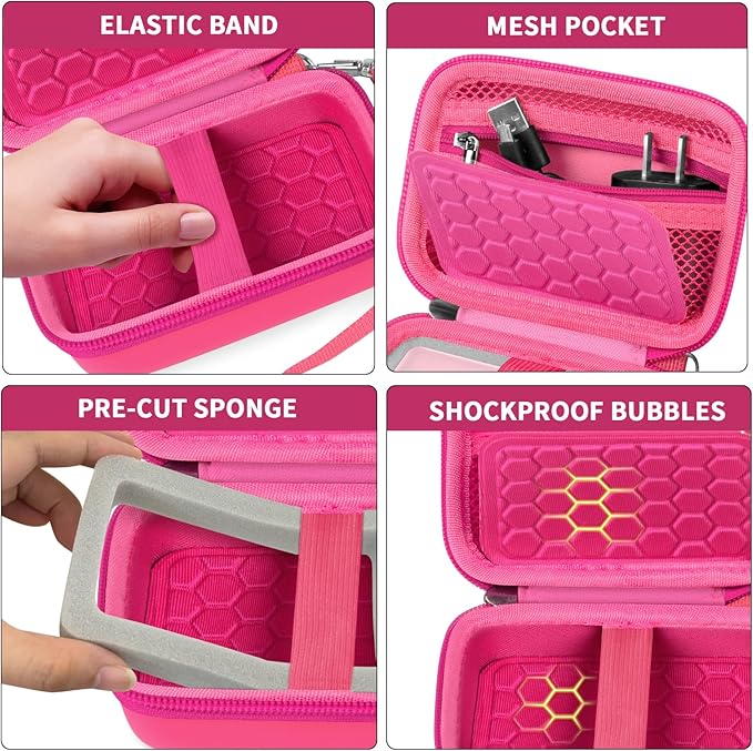 Comecase Carrying & Protective Case for Digital Camera, for CAMKORY/for Kodak Pixpro/for Canon PowerShot ELPH 180/190 / for Sony DSCW800 DSCW830 Cameras for Travel - Bright Pink