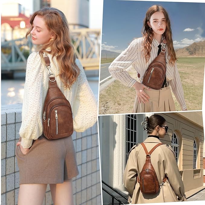 MYHOZEE Small Diaper Bag Crossbody Sling Purse for Women - 2 in 1 Leather Backpack with 2 Straps for Short Trips Work Daily | Mini diaper bag, Instant Wipes pocket, Adjustable Straps, Credit card slot, Moms and dads, Reusable Wipe pouchs