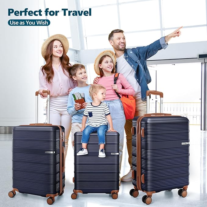 Hoteel Luggage Sets 3 Piece with Spinner Wheels TSA Lock (4-YEAR WARRANTY), Durable Suitcase Lightweight Travel Hardshell PC+ABS Large Carry on Luggage for Men&Women, Royal Blue (20/24/28in)