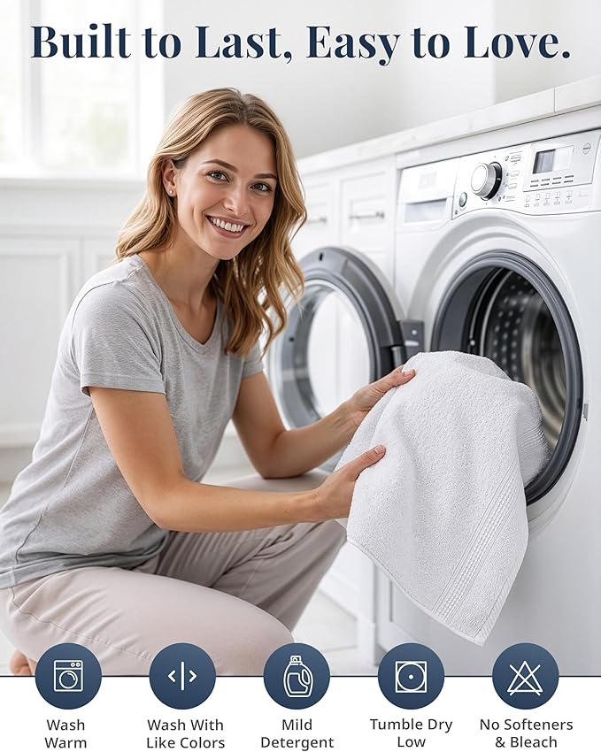 White Hand Towels for Bathroom - Pack of 4 (16"x28") 100% Cotton Hand & Face Towels - Soft, Durable, Quick Dry & Highly Absorbent, Fingertip Towel for Bathroom - Great for Gym, Salon, Spa & Family Use