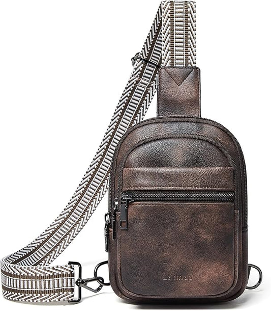 Sling Bag For Women Faux Leather Small Casual Daypack Backpack Fanny Pack Crossbody Chest Bags Purse