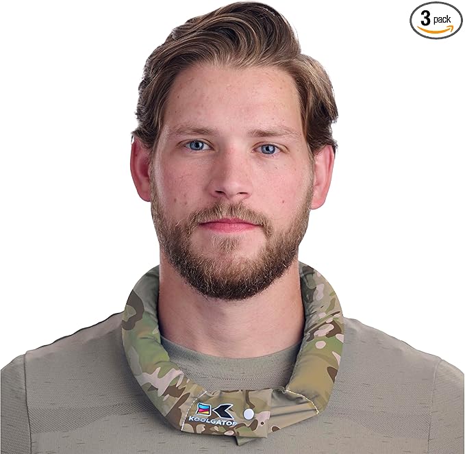 KOOLGATOR Evaporative Cooling Neck Wrap – Reusable Neck Cooler with Long Lasting Relief During Hot Weather Activities, Sports, & Outdoor Work, Scorpion/OCP Camo, 3 Pack