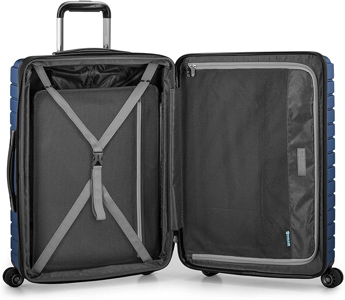 Traveler's Choice Archer Polycarbonate Hardside Spinner Luggage Set,Tie Down Straps, Blue, 2-Piece