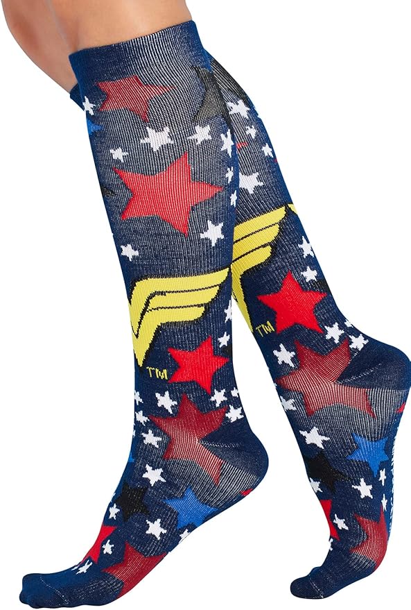 Cherokee Women's 10-15mmHg Compression Socks – Fun Print Knee Highs with Light Support, Soft Feel - PRINTSUPPORT