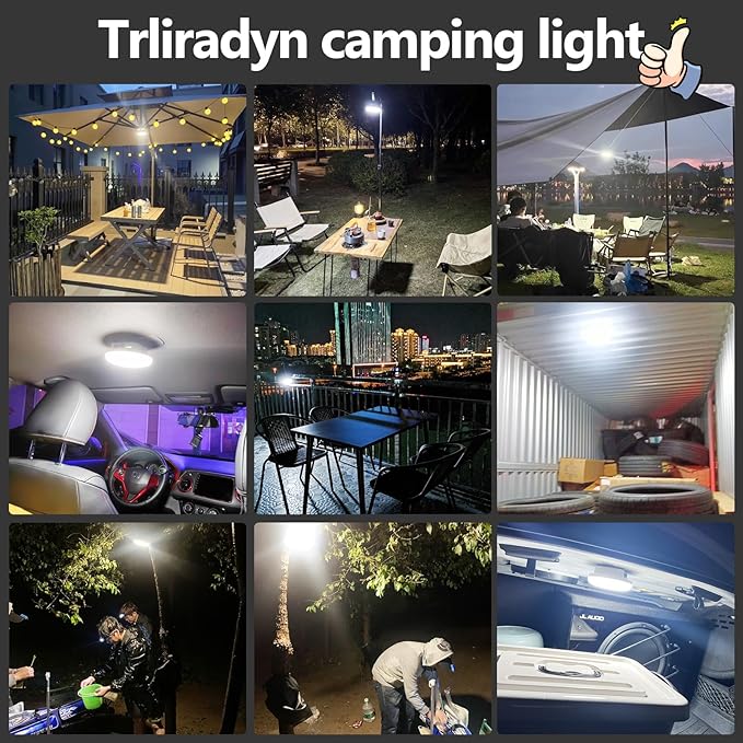 16500mAh Camping Tent Light, 4000LM 3 Color Lighting Modes IPX5 Waterproof Led Hanging Tent Lantern Rechargeable Emergency Portable Magnet Outdoor Wireless Camping Lights