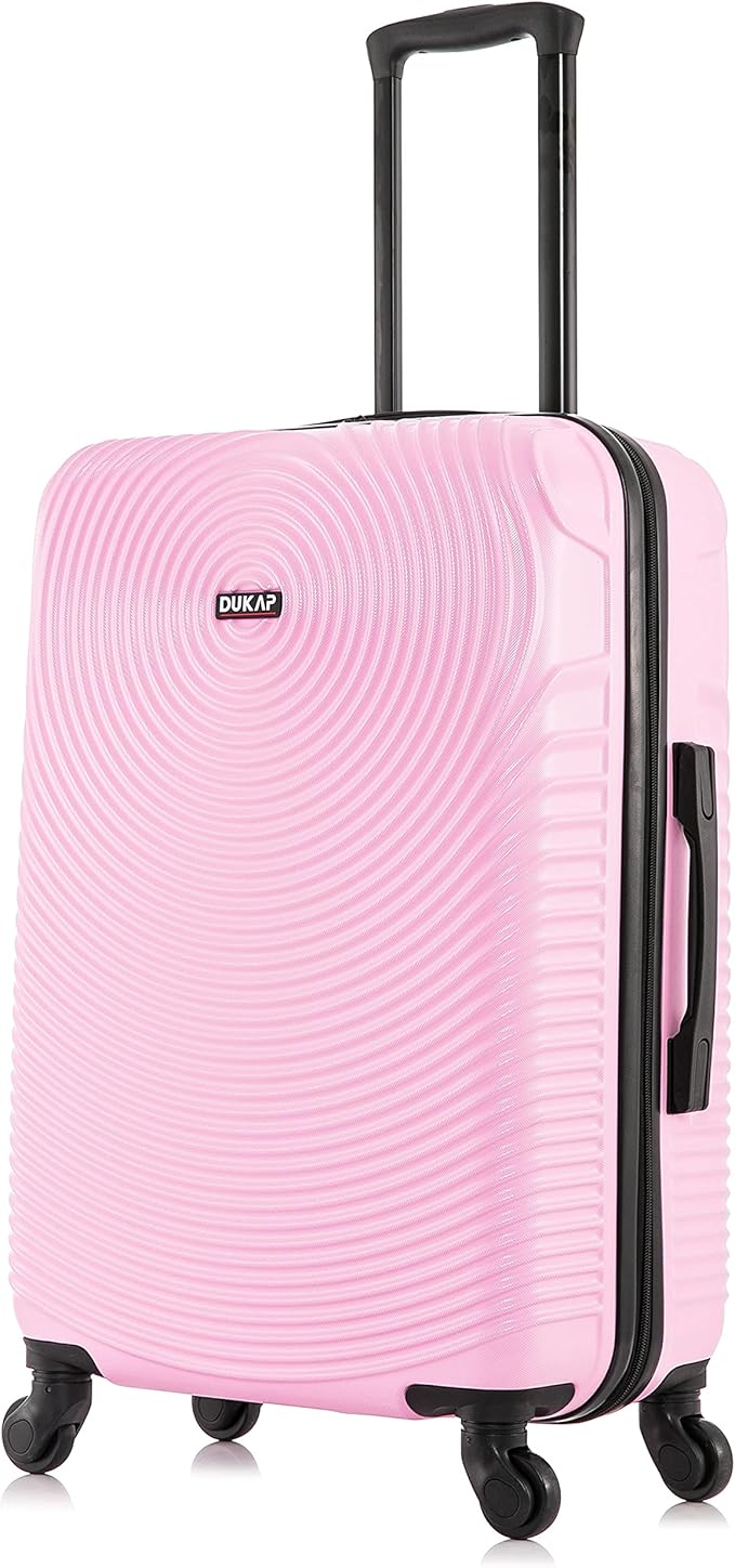 DUKAP INCEPTION Luggage with Spinner Wheels | Durable Lightweight Hardside Suitcase, Travel Bag with Handle and Trolley, 24-Inch Medium Checked Luggage | Pink