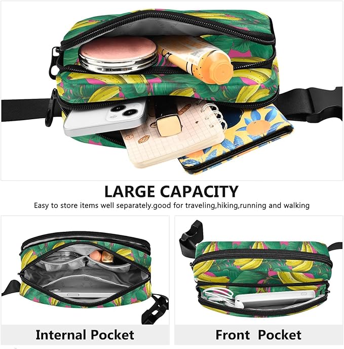 Tropical Bananas Fanny Pack for Women Men Water Resistant Fashion Waist Packs with Adjustable Strap Belt Bag for Travel Workout Jogging Hiking 21219746