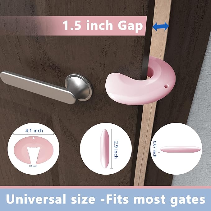 Door Pinch Guard and Door Slam Stopper, Durable Silicone Door Finger Pinch Guard, Prevents Slamming on Even Heavy Doors, Non-Toxic & Pet Friendly, 6 Packs Pink.