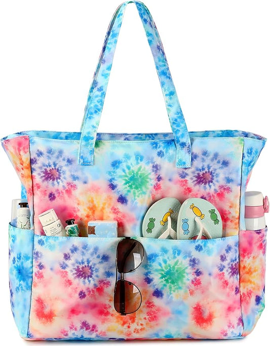 LEDAOU Beach Bag Waterproof Sandproof Women Beach Tote Pool Bag with Zipper for Swim Gym Grocery Travel with Wet Pocket | Sandproof, with Zipper, for Gym, Grocery, Travel, with Wet Pocket