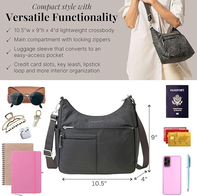 Baggallini Women's Securtex Anti-theft Free Time Crossbody Bag | Securtex, Anti-Theft