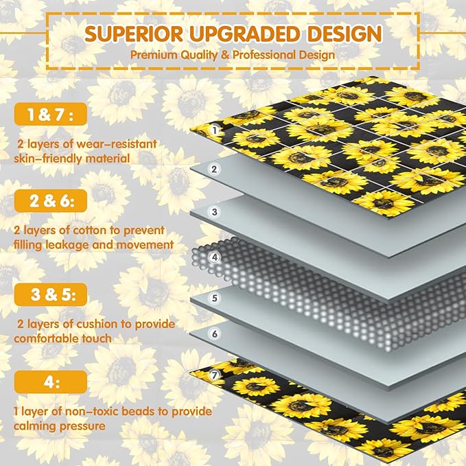 yescool Weighted Blanket 5 Pounds Cooling Weighted Lap Blanket, Sunflower Heavy Blanket for Sleeping, Breathable Weighted Throw Blanket Gifts for 40-60lbs, 36"x48"