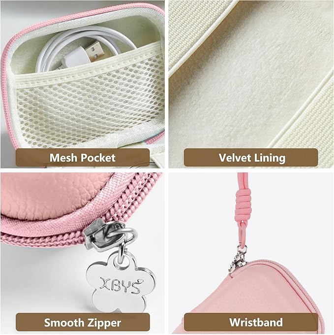 Digital Camera Case Compatible with Canon Powershot G7X Mark II & III/ SX740/ Sony ZV-1/ RX100 VII, Compact Travel Point & Shoot 4K Vlog Cameras Storage Holder with Lanyard (Pink)
