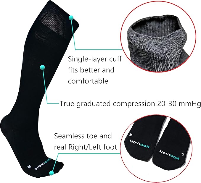 Plus Size Compression Knee High Socks, Wide Calf Extra Large for Men and Women, Comfortable Cotton