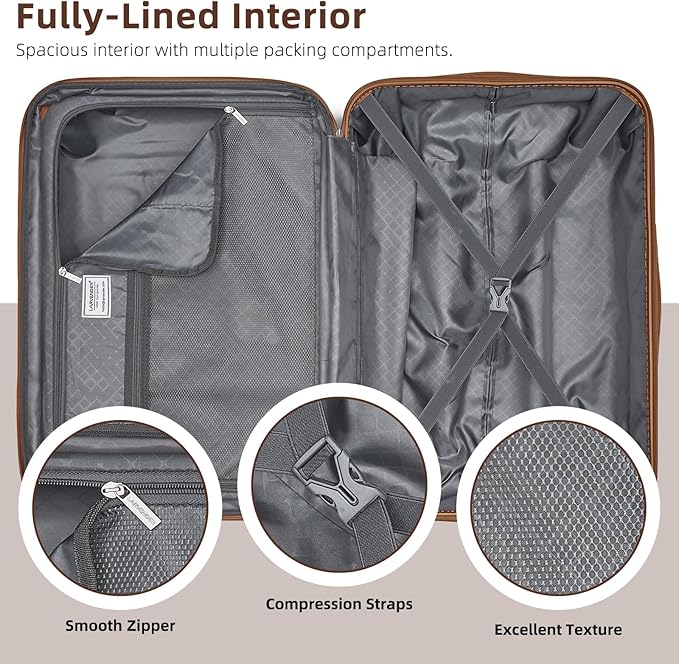 LARVENDER Carry On Luggage 22x14x9 Airline Approved with Spinner Wheels, Expandable 20 Inch Luggage with TSA Lock, Hard Shell Carry On Suitcases for Women Men, Maple