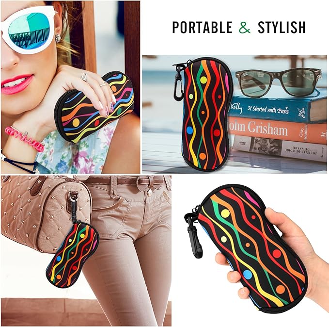 MoKo Sunglasses Soft Case Ultra Light Neoprene Zipper Eyeglass Case for Men Women