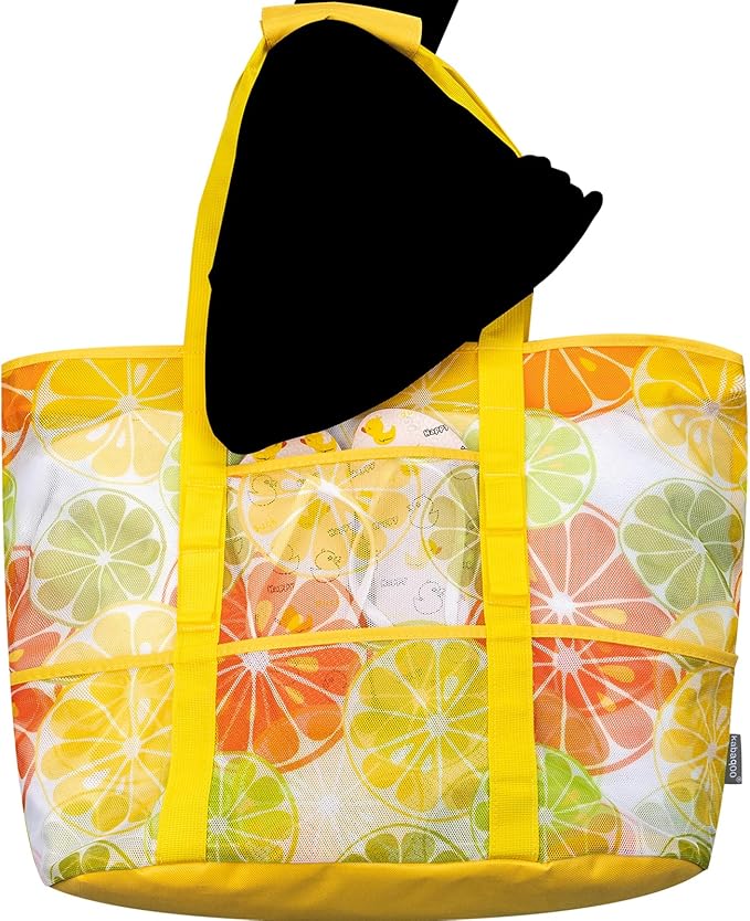 KABAQOO Mesh Beach Bag, Extra Large Beach Bags with 9 Pockets & Zipper Waterproof Lightweight Beach Tote for Beach/Pool Trip | Extra Large, 9 Pockets, Zipper, Waterproof, Lightweight, Beach/Pool Trip